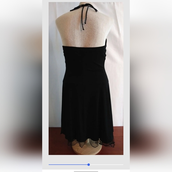 Betsy and Adam by Linda Bernell Black Halter Dress Rhinestone Embellished Formal - Picture 3 of 12